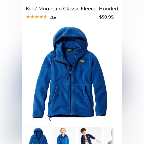 LL BEAN Youth Hooded Fleece - Picture 3 of 3